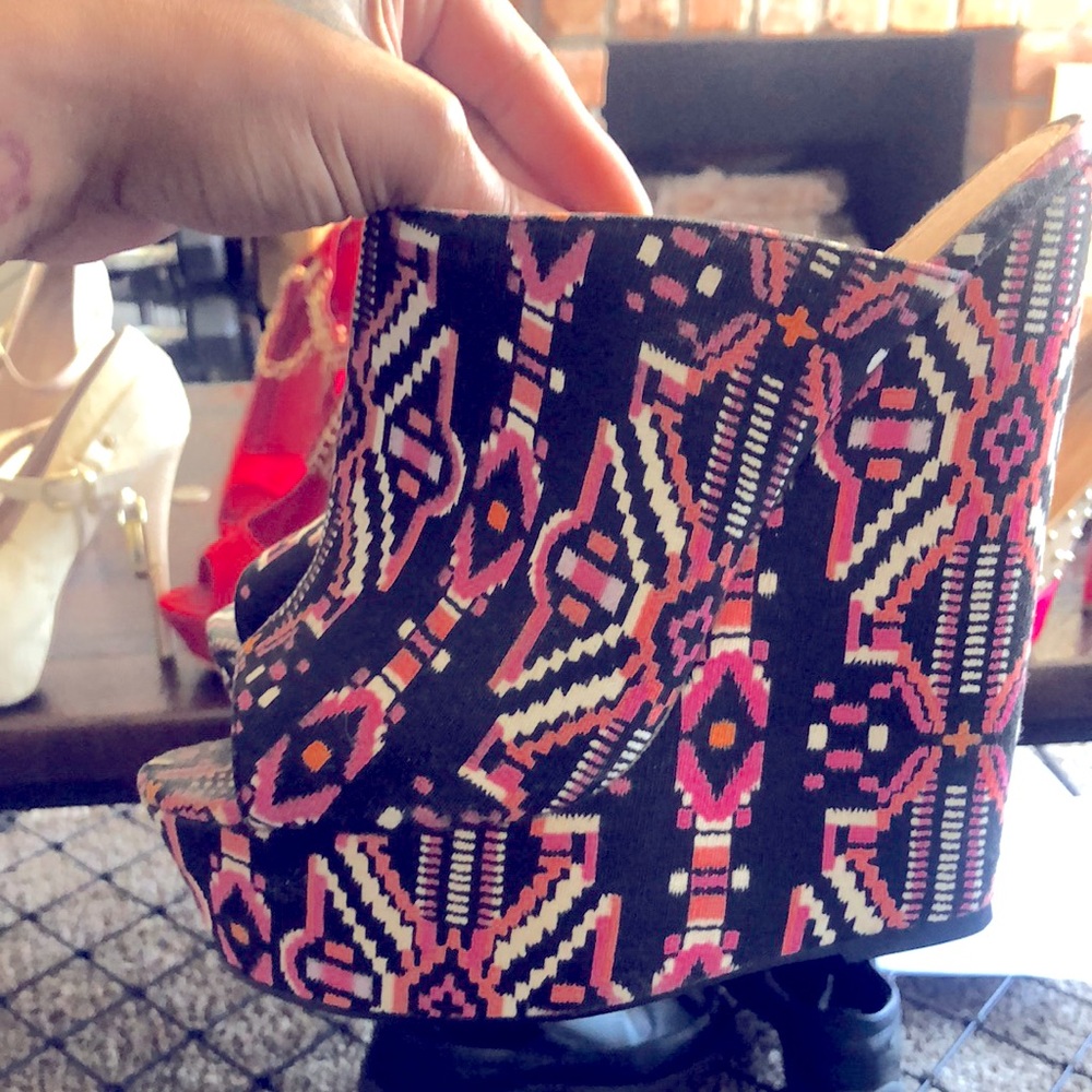 Multi colored wedge shoes